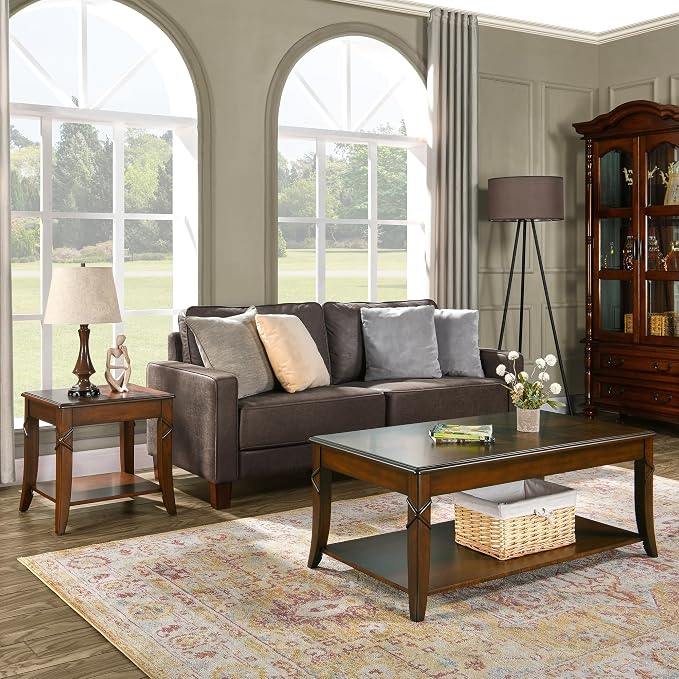 Mid-Century Modern Living Room Coffee Table Set, 2-Piece Solid Wood Living Room by MIAUWUUFHOME