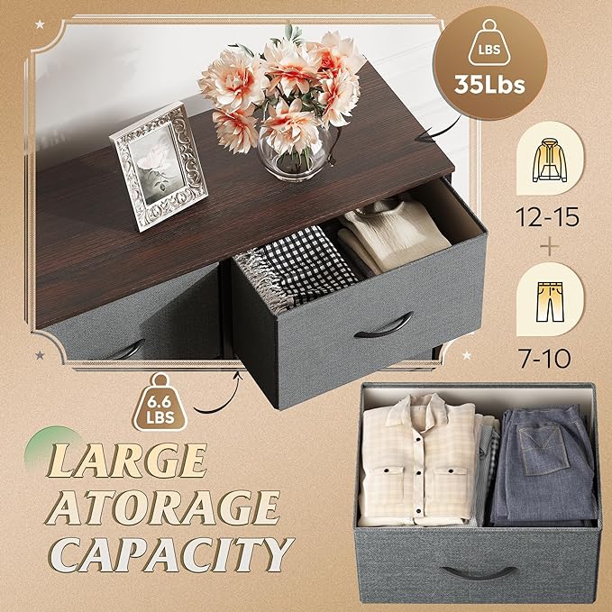 WLIVE Fabric Dresser for Bedroom, Tall Dresser - Image 5