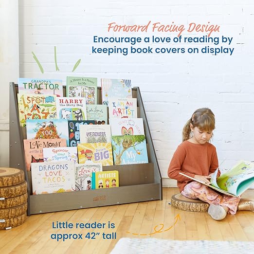 ECR4Kids Single-Sided Wooden Book Storage and Display, Montessori Furniture - Image 4
