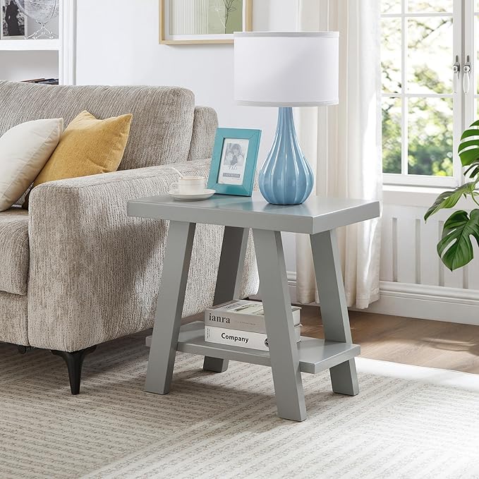 Roundhill Furniture Athens Contemporary Wood Shelf Side Table in Gray by RoundhillFurniture