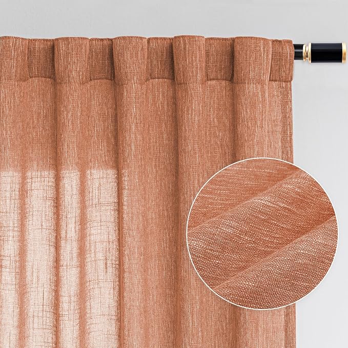 MYSKY HOME Floor Length Burnt Orange Curtains 95 Inch Long Panels, Boho by MYSKYHOME