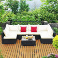 Tangkula 7-Piece Patio Furniture Set, Outdoor Sectional Sofa w/Pillows & by TANGKULA