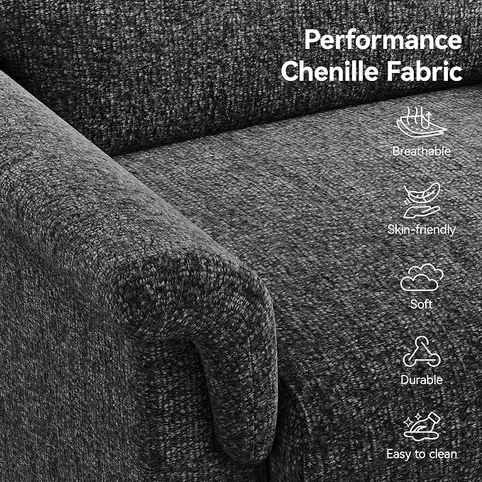 Mid Century Modern Accent Chairs Set of 2, Chenille Comfy Living Room Arm Chairs - Image 5