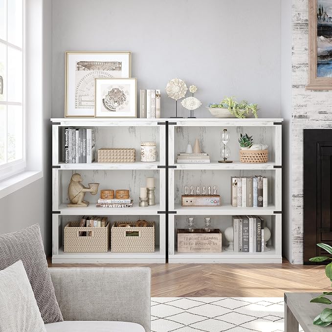 GarveeHome 3 Tier Farmhouse Bookcase, 39.9 in Tall Book Shelf - Image 4