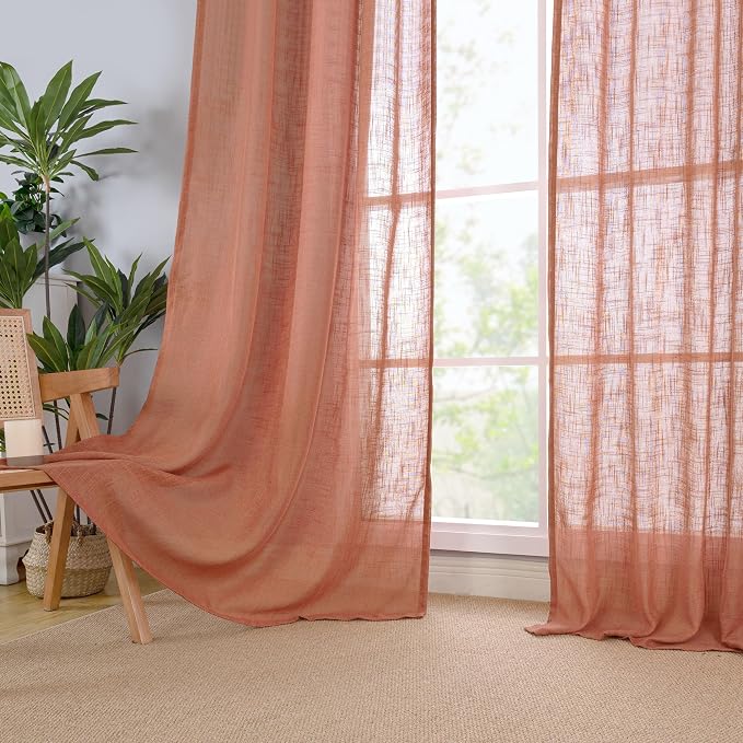LAMIT Terracotta Linen Curtains 90 Inch - Image 9