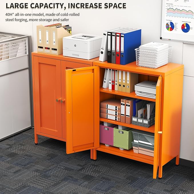 Orange Metal Storage Cabinet - Image 4