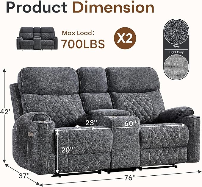 HAOMARKETS Power Reclining Loveseat Sofa Set of 2 - Image 2