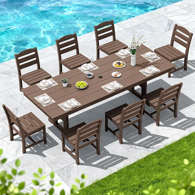 SERWALL Outdoor Armless Dining Chairs Set of 4, All-Weather HDPE Patio Dining - Image 6