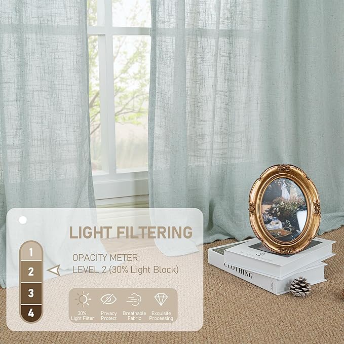 LAMIT Linen Curtains 108 Inches Long - Image 4