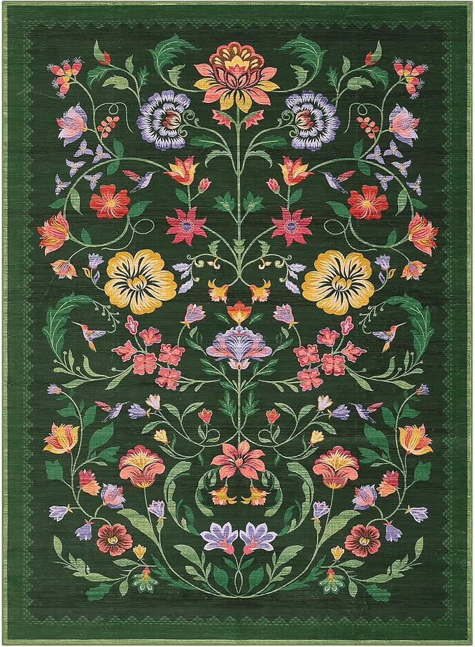 Washable Rug 9x12 Area Rugs for Living Room, Protea Floral Rug for Bedroom - Image 4