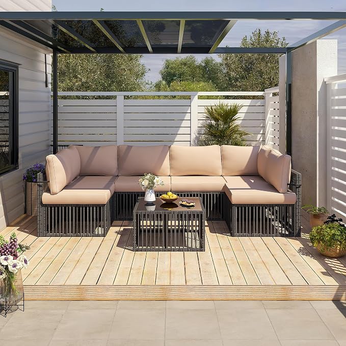 Pamapic 7-Piece Outdoor Sectional Set, Large Wicker Patio Furniture Set - Image 3