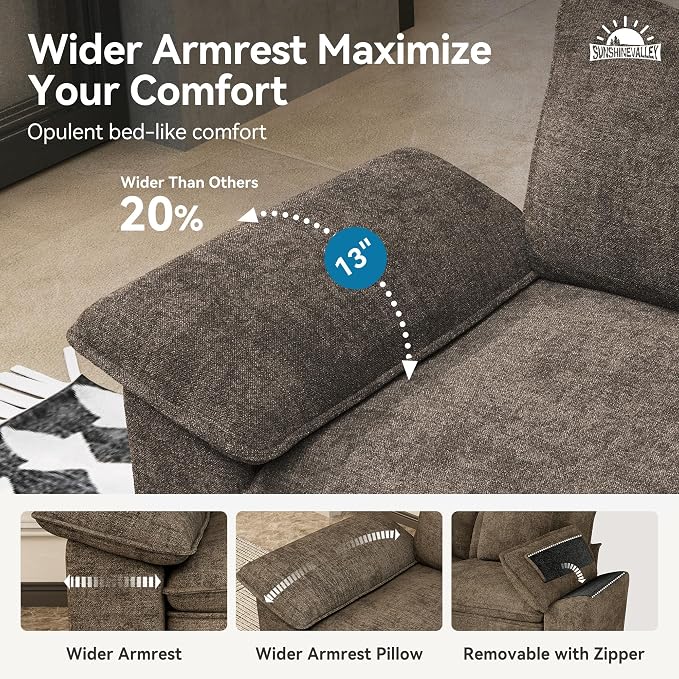 SUNSHINE VALLEY Sofa and Loveseat Set, Oversized Chenille Modular Love seat and - Image 4