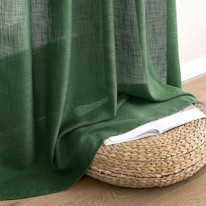 MIULEE Emerald Green Linen Curtains 84 Inch Length - Image 7