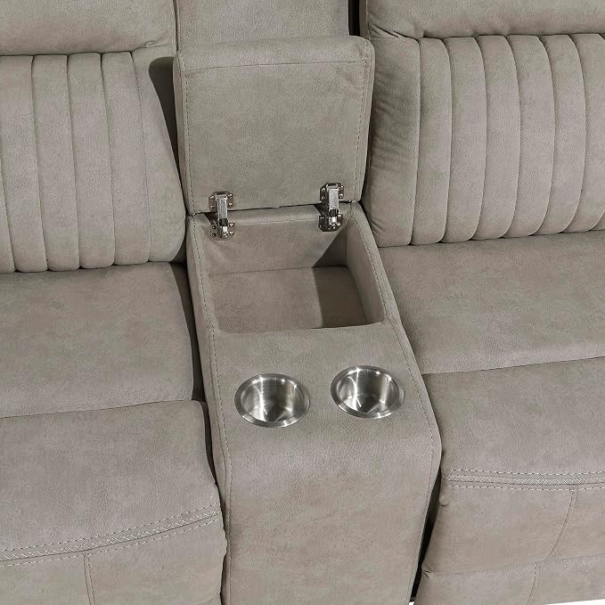 Lexicon Manual Double Reclining Loveseat, Polished Microfiber Manual Wall - Image 11