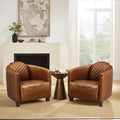 Art Leon Genuine Leather Chair, Mid Century Industrial Accent Arm Chair by ArtLeon