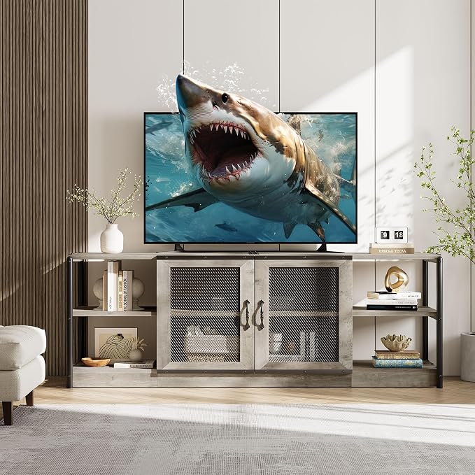 GarveeHome TV Stand for 65+ Inch TV, Rustic Entertainment Center TV Media by GarveeHome
