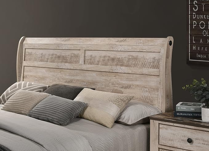 Roundhill Furniture Imerland Contemporary White-wash Finished 5-Piece Sleigh - Image 5