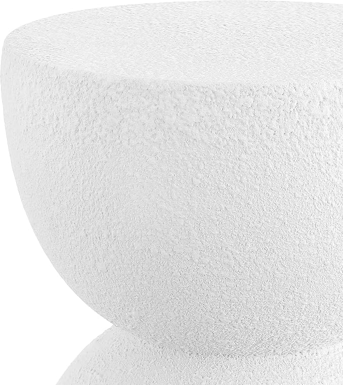 JONATHAN Y Greta Hourglass 18" White Frosted Outdoor Side Table and Stool - Image 7