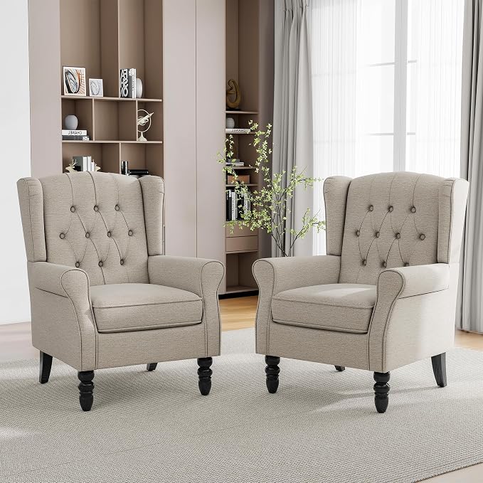 Mid-Century Modern Wingback Accent Chair – Ergonomic High Back Lounge Chair - Image 3