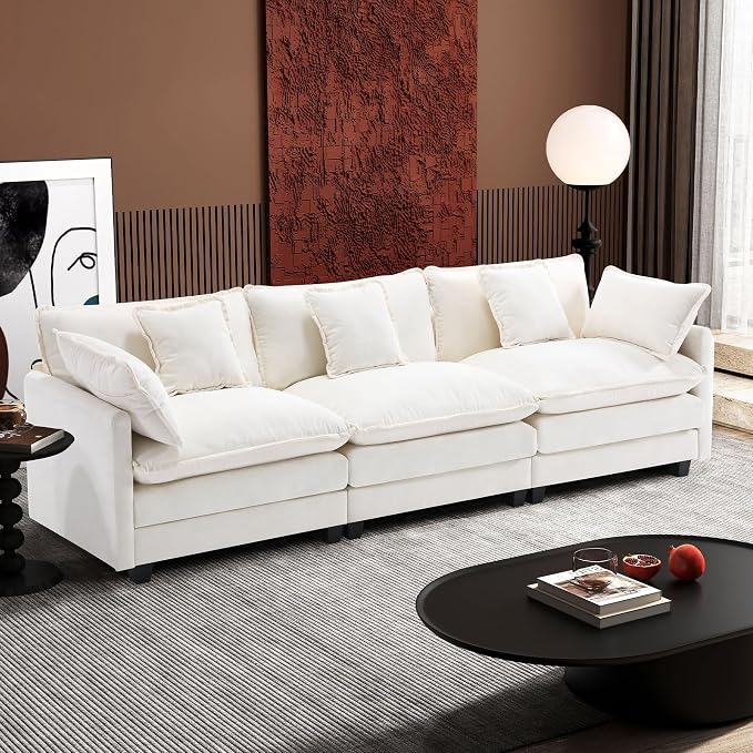 Ihanherry 111.4 Inch 3-Seater Cloud Sofa, Modular Sectional Couch, Modern Deep by iHanHerry