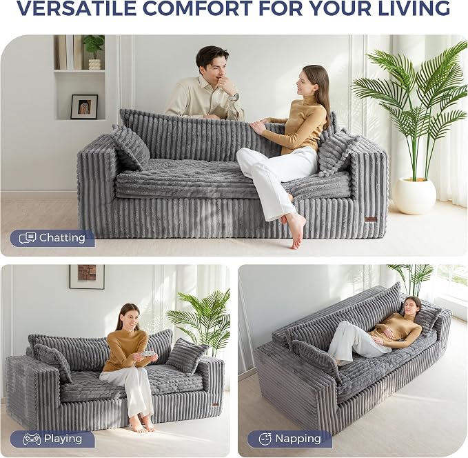 MAXYOYO 76" Bean Bag Sofa Couch, Loveseat Boneless Couch in a Box, Upholstered - Image 5