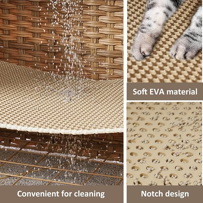 Cat Litter Box Enclosure with Soft Litter Mat; Hidden Cat Washroom Furniture - Image 5