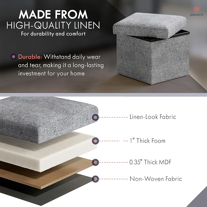 Ornavo Home Small Storage Ottoman, - Image 4