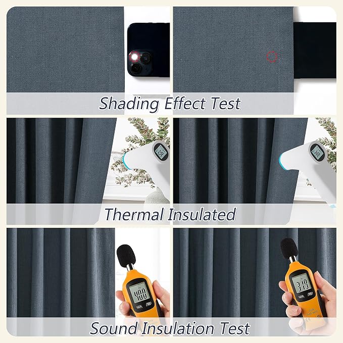 Guken 100% Blackout Linen Curtains 90 Inch Length 2 Panels Set - Image 5
