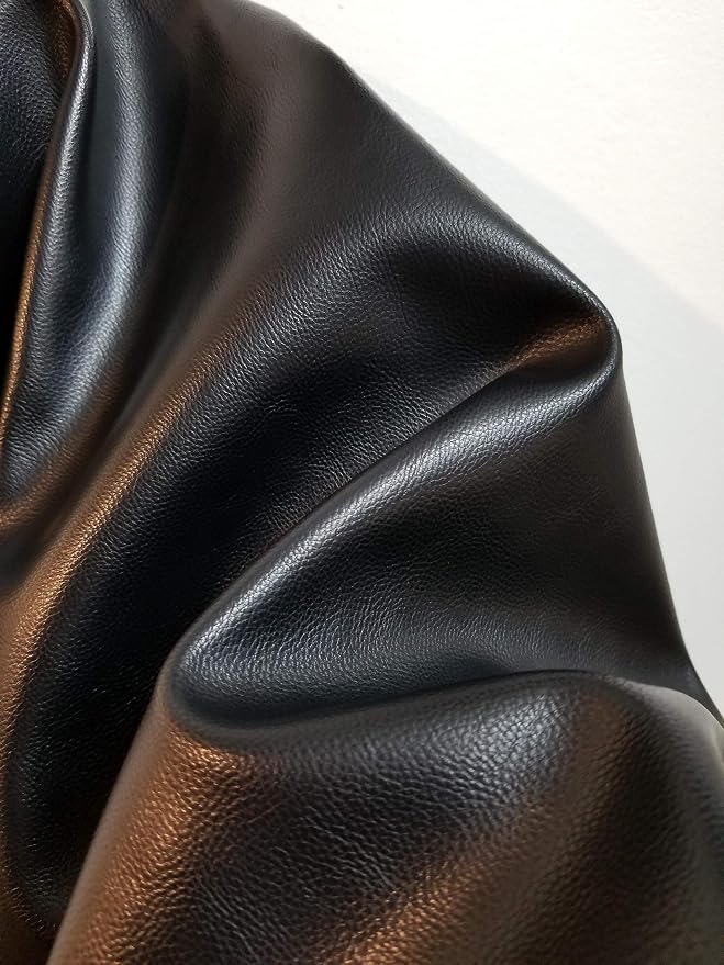 NAT Leathers Black Pebblegrain Soft Faux Leather Fabric PU Sold by The Yard by NATLeathers