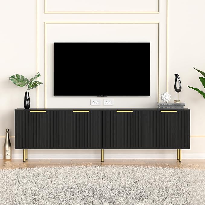 TV Stand for 80 Inch TV, Fluted TV Stand for Living Room, Mid Century Modern TV - Image 8