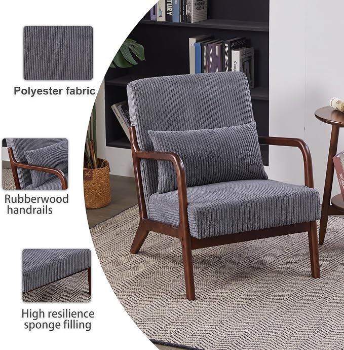 Mid-Century Modern Accent Chair & Coffee Table Set, Vintage Luxury 2-Piece - Image 4