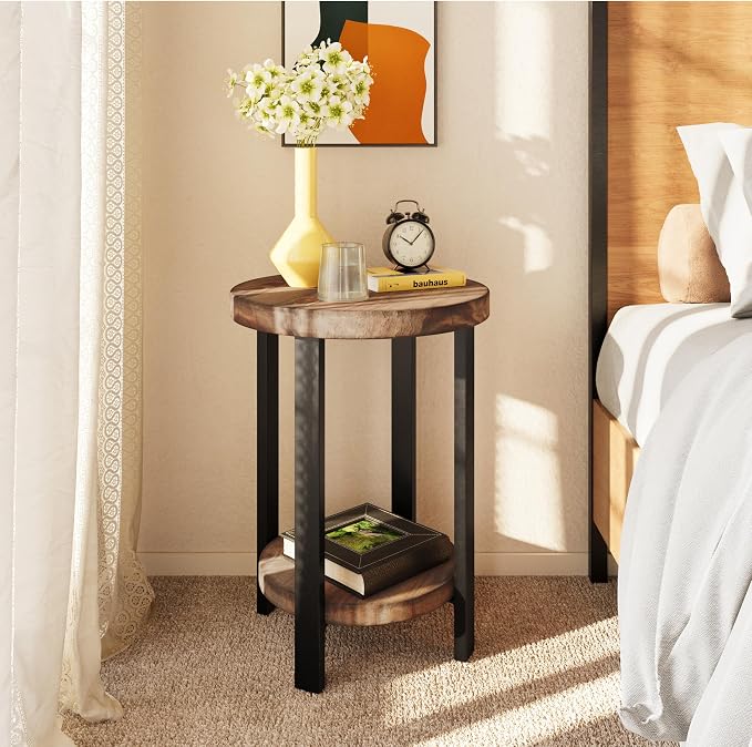 Alaterre Furniture Pomona Living Room Set of 2 Solid Wood Small Round End Tables - Image 2