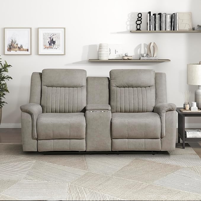 Lexicon Manual Double Reclining Loveseat, Polished Microfiber Manual Wall - Image 7