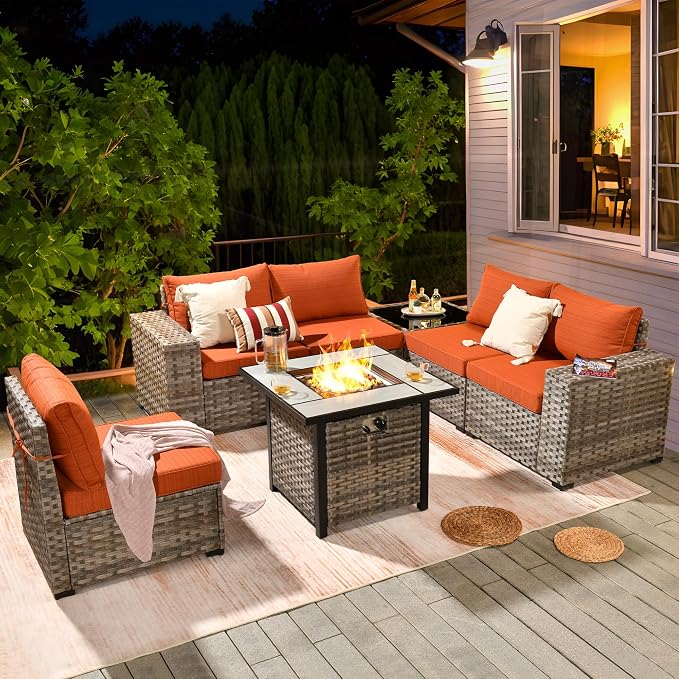 ovios 7 Pieces Patio Furniture Set, Outdoor Wicker Sectional Sofa - Image 9