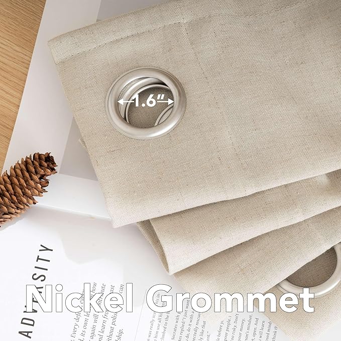 H.VERSAILTEX Living Room Linen Semi Sheer Curtains Nickel Grommet Curtains - Image 5