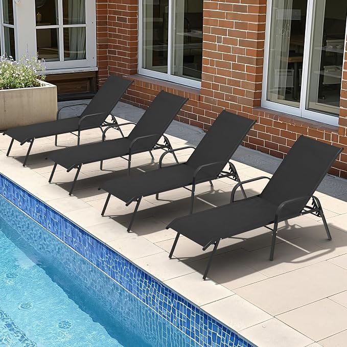 Crestlive Products Outdoor Chaise Lounge Chair, 5-Position Pool Lounge Chairs - Image 9