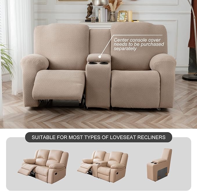 Genina Recliner Loveseat Covers, Stretch Reclining Sofa Covers, 2 Seater Couch - Image 2