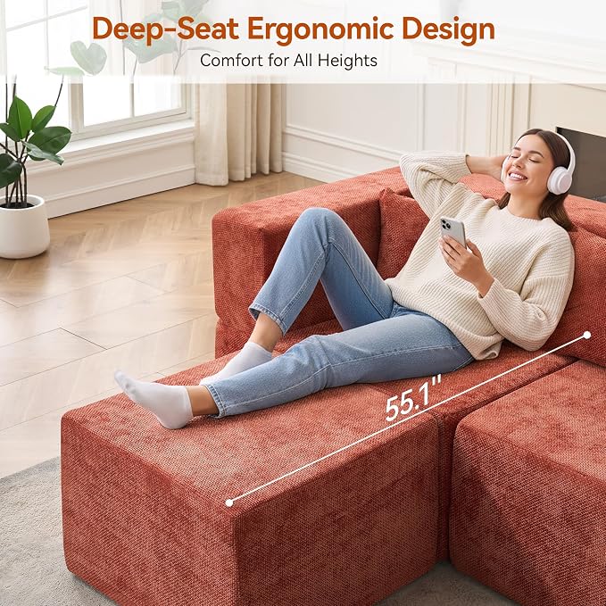 MONVANE Modular Sectional Sofa, Oversized 8 Seat Convertible U Shaped Couch - Image 4