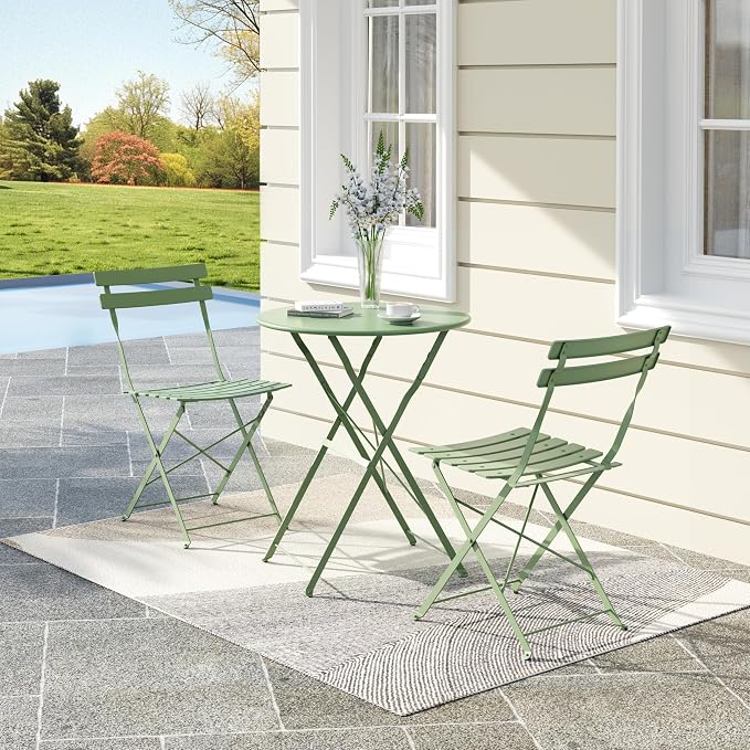 3-Piece Folding Bistro Set, Outdoor Patio Furniture Set - Image 7