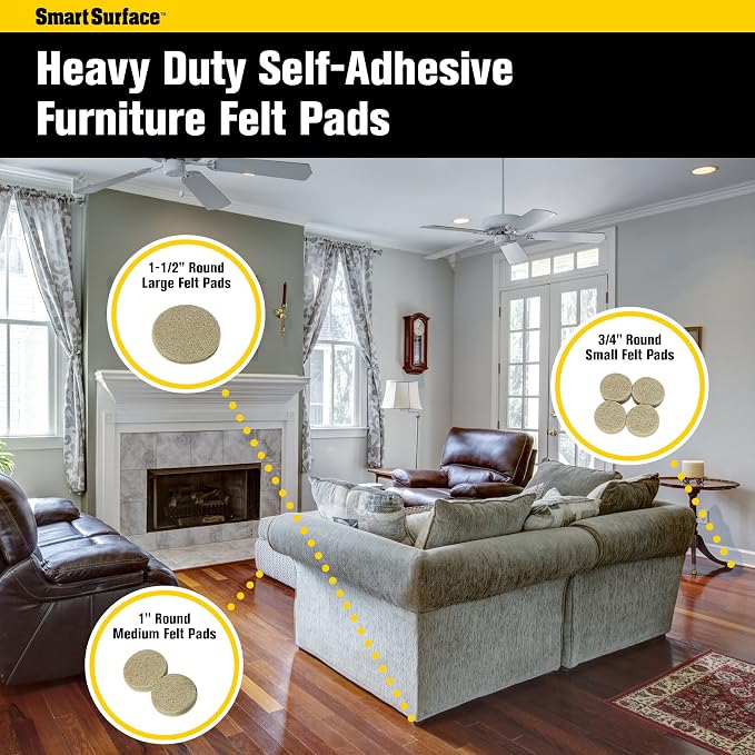 Smart Surface 8850 Heavy Duty Self Adhesive Furniture Felt Pads 3/4-Inch - Image 5