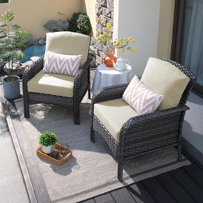 ovios 2-Piece Patio Furniture Set, Outdoor Wicker Sofa by OVIOS