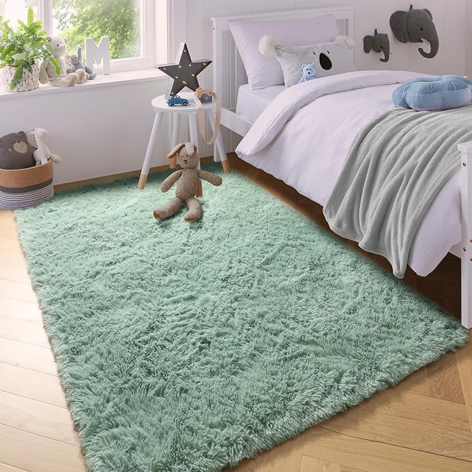 PAGISOFE Sage Green Rugs for Bedroom, 3x5 Ft Shaggy Rug Plush Fuzzy Carpet for - Image 3