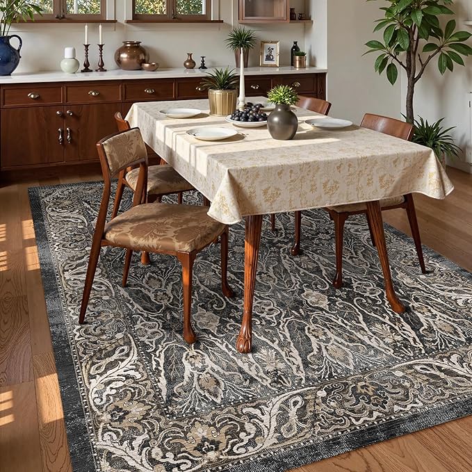 Washable Area Rug 3' x 5 ' Vintage Traditional Persian Mat - Image 3