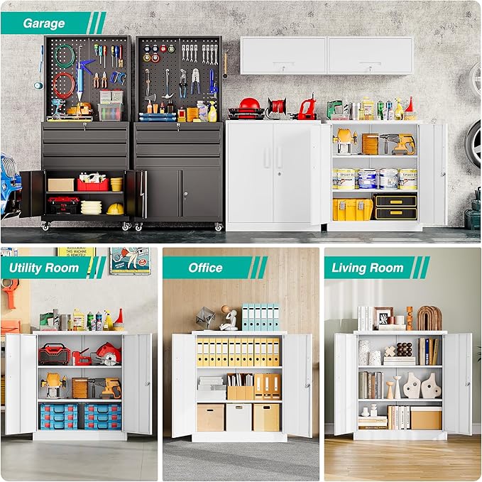 SISESOL White Metal Storage Cabinet - Image 4