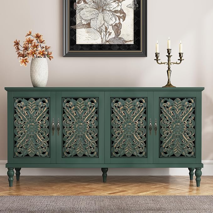 ARTPOWER 61.8" Hollow Carved Wood Accent Cabinet by PowerofArtBetterforLife