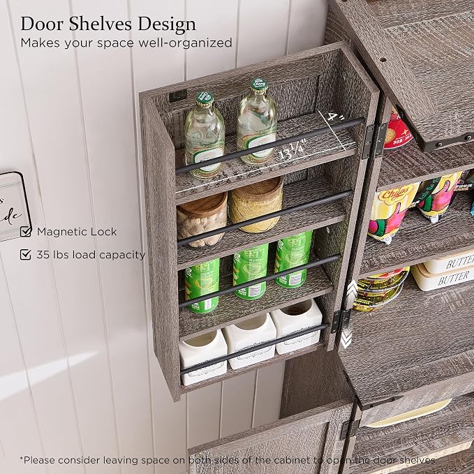 ACCOHOHO 72" Tall Kitchen Pantry, Farmhouse Storage Cabinet - Image 4