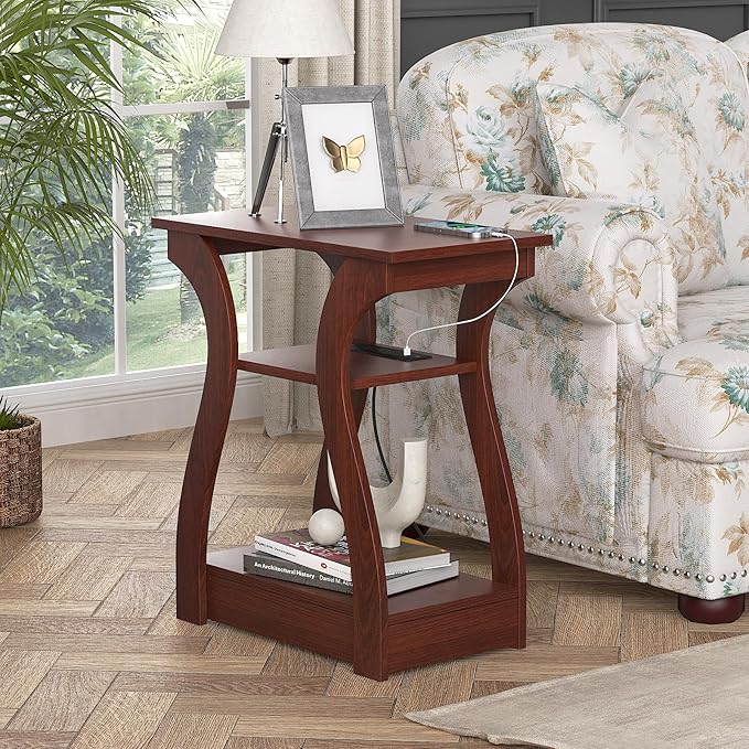 FROMJBEST End Tables Living Room Set of 2, Cherry End Table - Image 6