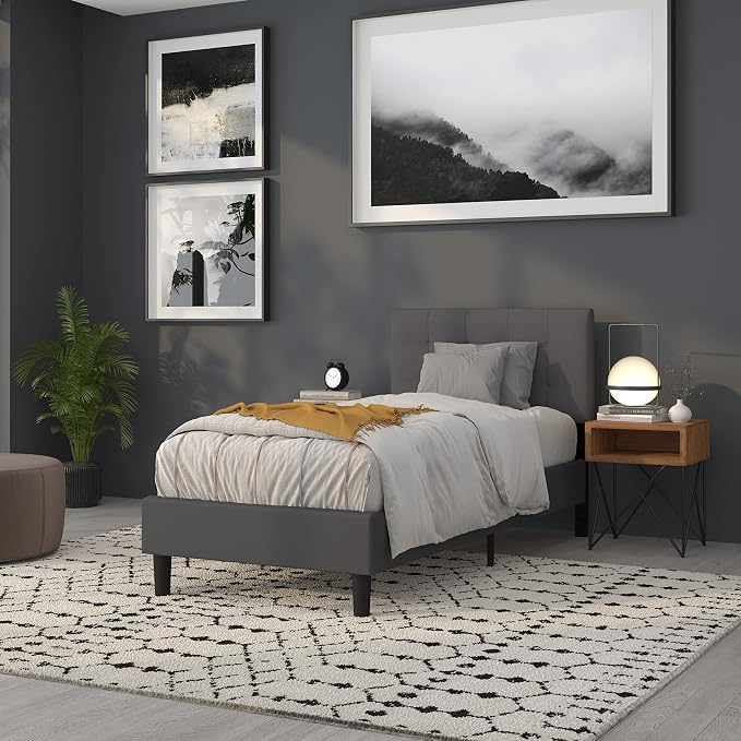 Flash Furniture Bedford Tufted Upholstered Twin Size Headboard in Dark Gray - Image 7