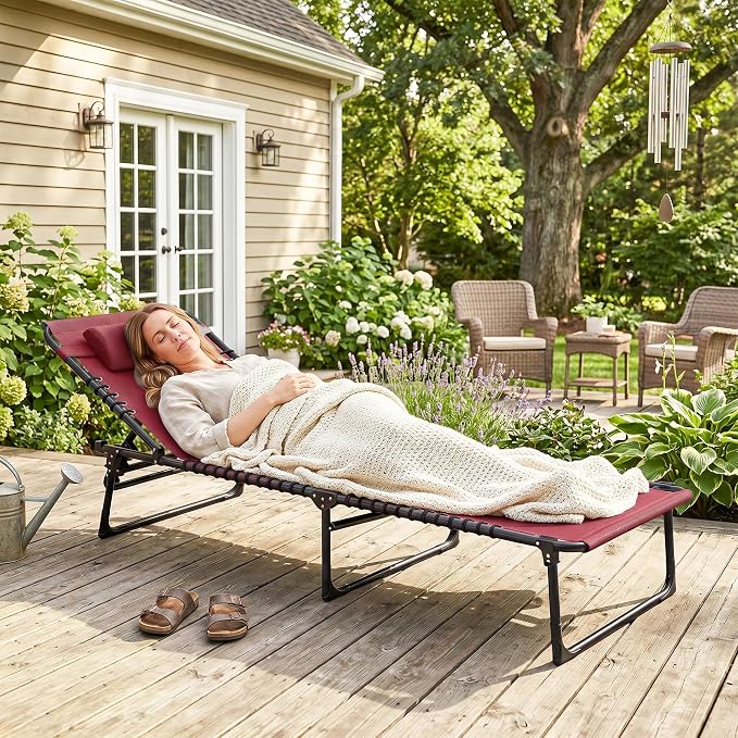 Outsunny Folding Chaise Lounge Chair, Patio Sun Tanning Chair, Outdoor Chaise - Image 8