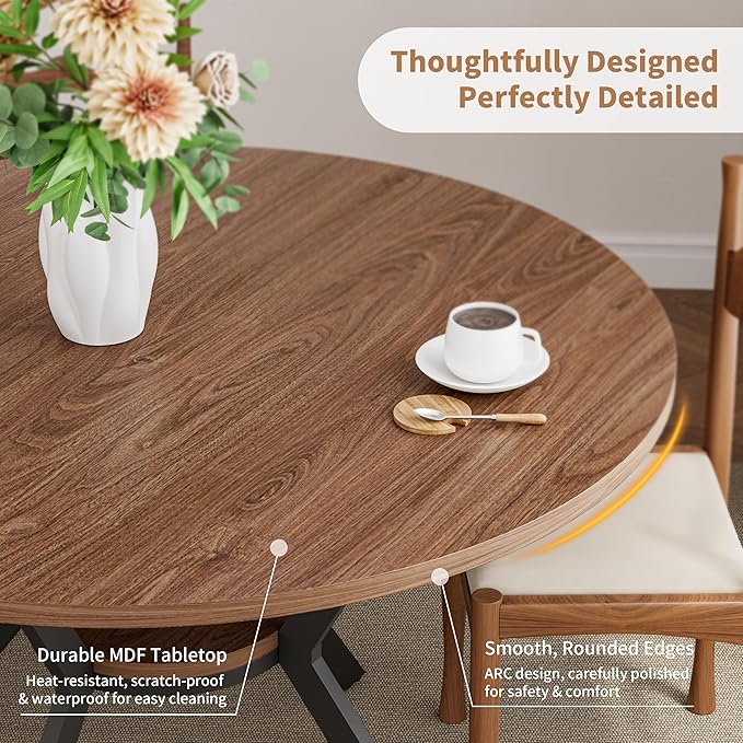 42" Round Dining Table for 4, Farmhouse Kitchen Table - Image 6